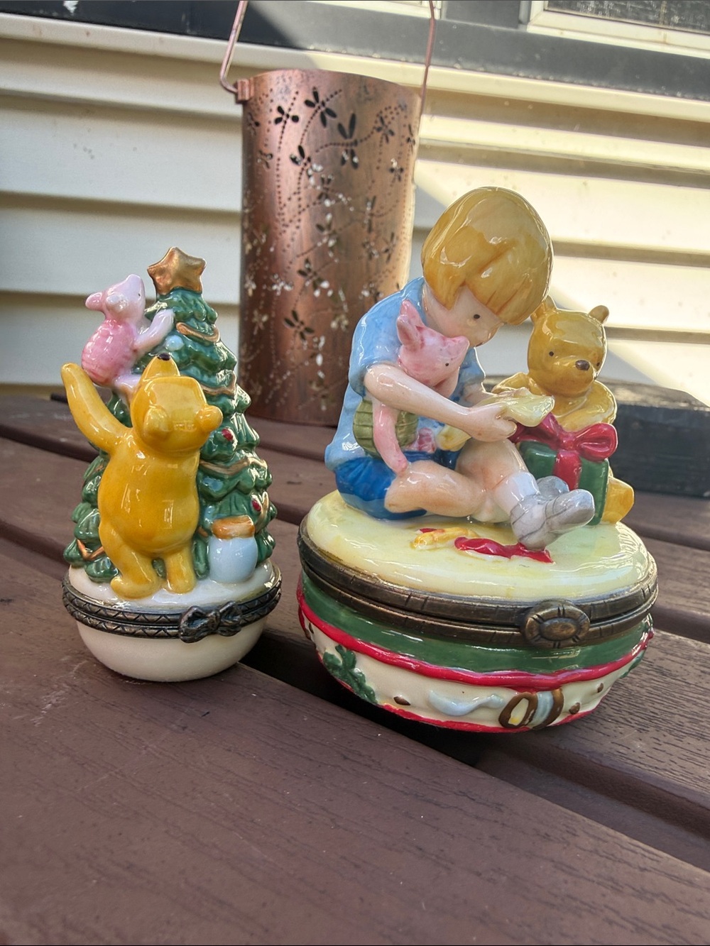 Disney Porcelain Figural trinket box in Yellow, Blue, Red, Green Vintage